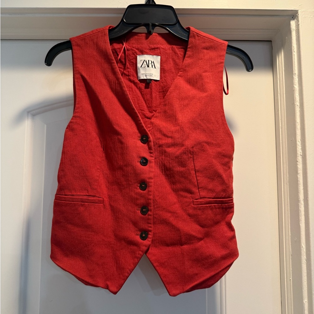 Zara Brick Red Sleeveless Top